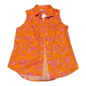 J. Crew Orange Floral Women Button Down Shirt NWT Size Small Summer Workwear